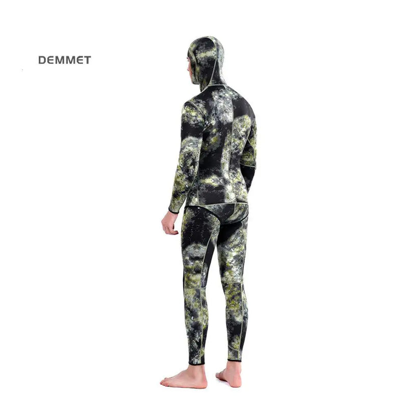 Roupa de mergulho camuflada HOT 3mm, roupa de pesca submarina, mergulho, manga comprida, fissão de neoprene, submersível, para homens, manter aquecido, tops e calças