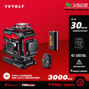 Nível a laser verde série YEVOLT YVGLL4XS, 3/4 planos, 12/16 linhas, autonivelante, 360 graus, 3D/4D, horizontal e vertical, 3,6 V, 3 Ah, ferramentas elétricas