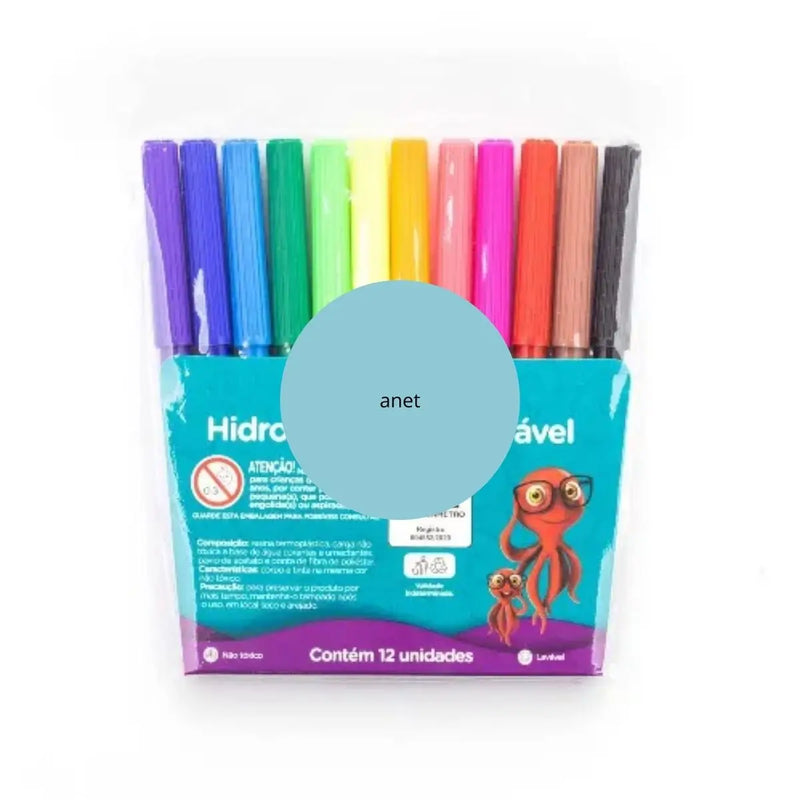 Kit 12 Canetinha Canetas Hidrográficas