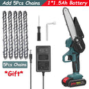 Motosserra elétrica sem fio de 21 V e 6 polegadas, bateria de lítio recarregável, motosserra elétrica para rachar madeira, ferramentas para trabalhar madeira com uma mão