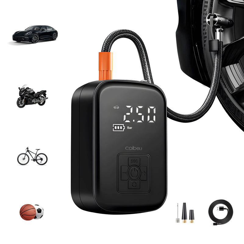 Compressor de ar portátil, mini compressor de ar portátil, bomba de enchimento de pneu de carro, bomba de ar portátil, iluminação LED