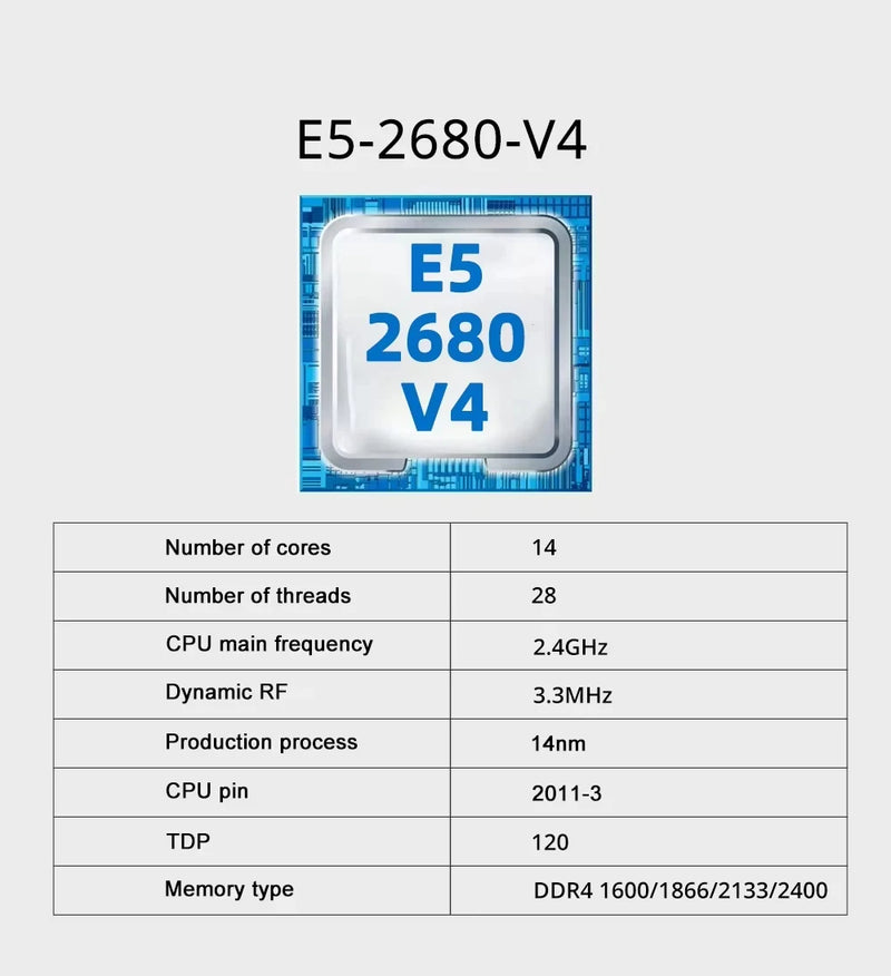 Placa-mãe SOYO X99 para jogos com processador Xeon LGA2011-3 2680 V4 e 16 GB de memória RAM DDR4 de 2133 MHz (2x8 GB) para computadores desktop.
