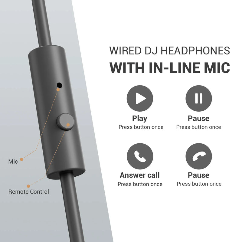 Fones de ouvido com fio Oneodio Pro 10, áudio de alta resolução, fone de ouvido com fio, estéreo, profissional para DJ, com microfone, sobre a orelha, fone de ouvido de estúdio