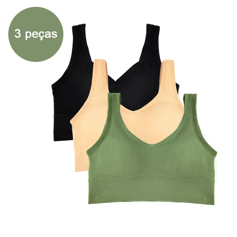 Sutiã esportivo feminino de 3 peças, roupa íntima para academia, roupa íntima feminina, sutiã respirável sem costura