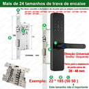 Fechadura Elétrica Inteligente para Porta com Impressão Digital e Alça Maior e Chave/Aplicativo de Desbloqueio Remoto RAYKUBE F7 Tuya WiFi