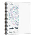 Blocos de marcadores de dupla face Ohuhu, caderno de esboços artísticos à prova de sangramento, espiral, caderno de esboços para marcadores de álcool, caderno de desenho escolar
