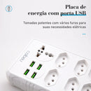 Extensão elétrica de 5 metros, extensão elétrica, filtro de linha brasileiro, tomada USB, régua de tomadas, extensão de tomada, tomada USB longa