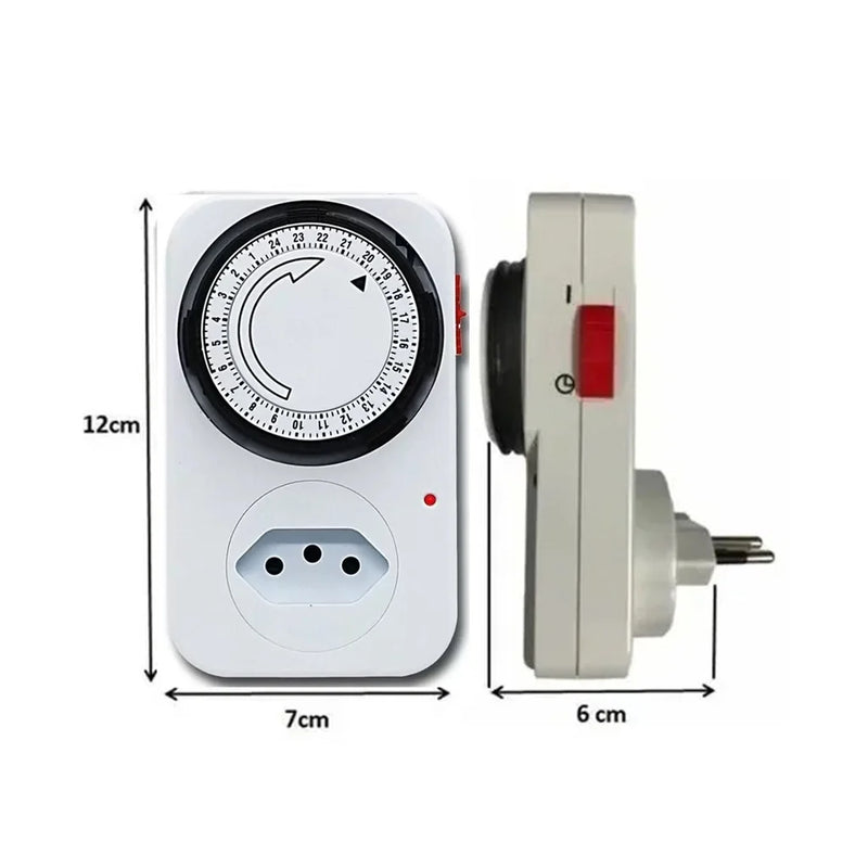 Adaptador Benjamin Inteligente com 1 Tomada e 1 Temporizador Analógico Liga e Desliga Energia 110v / 220v - Timer Manual