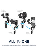 Gimbal de mão FeiyuTech SCORP Mini 2 de 3 eixos para câmeras mirrorless e de ação, smartphone com rastreador de IA, preenchimento magnético e capacidade de carga de 1,2 kg.
