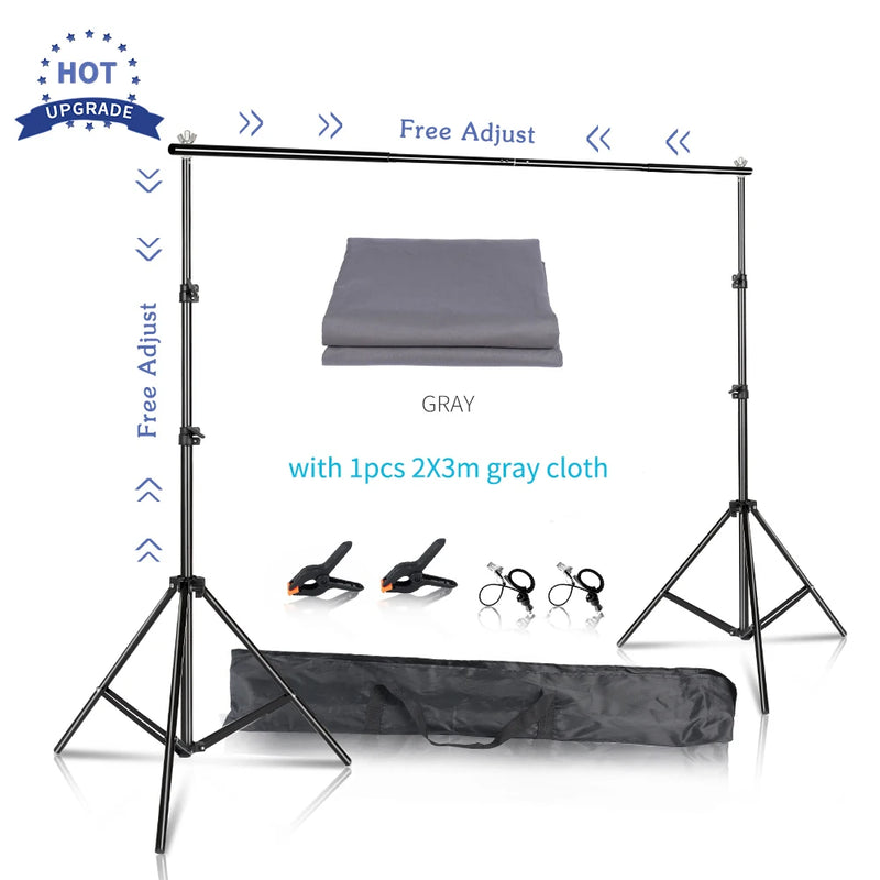 Kit de suporte de fundo com tecido verde para musselina, suporte telescópico ajustável com clipe para bolsa de transporte