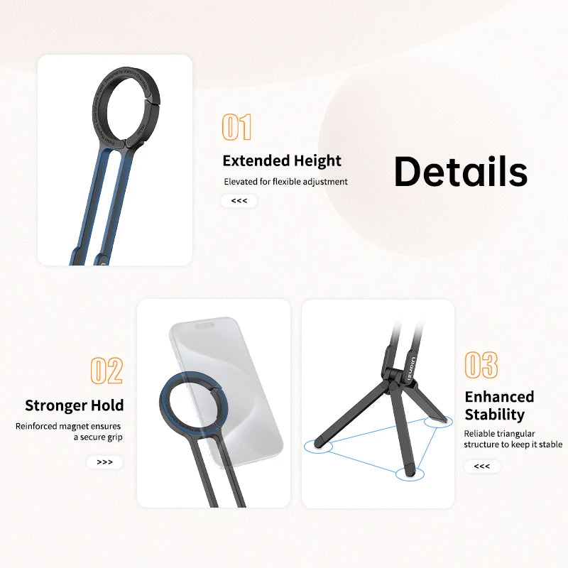 Ulanzi MA30 Tripé para celular com mosquetão, suporte magnético de dupla face para vídeo, luz, vlog, transmissão ao vivo, viagens ao ar livre
