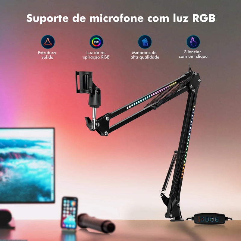 Braço Articulado para Microfone com RGB e Controle de Luz