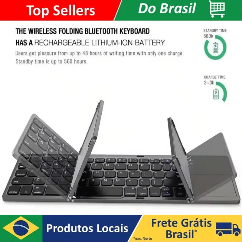 Brasil Teclado dobrável bluetooth mini teclado bluetooth com teclado touchpad sem fio teclado português brasileiro/inglês