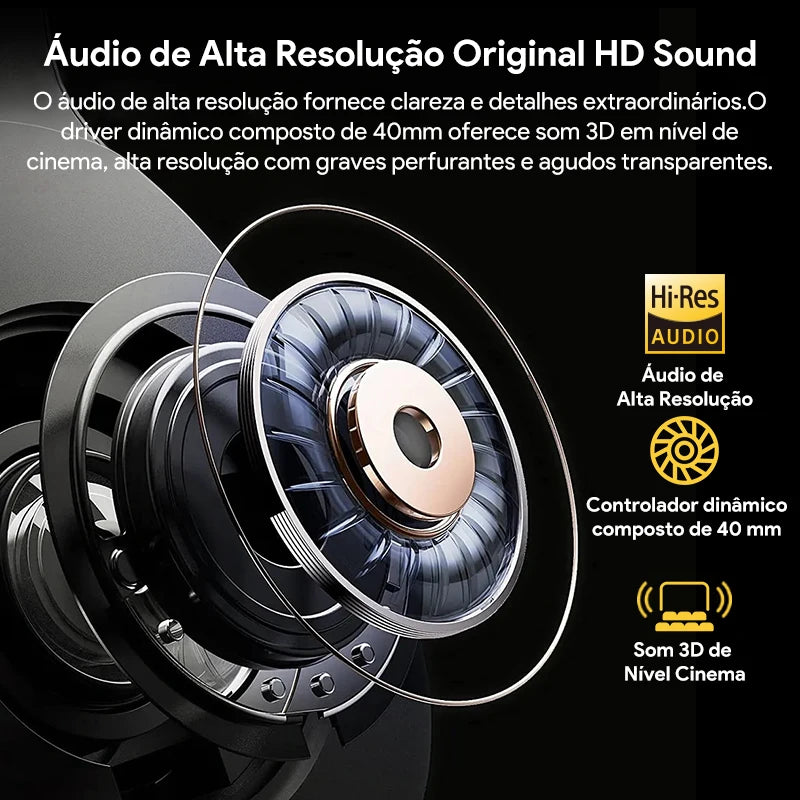 Fones de ouvido sem fio QCY H3 ANC Bluetooth 5.4 com áudio de alta resolução e cancelamento de ruído ativo híbrido de 43 dB 60H