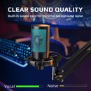Kit de microfone para jogos AmpliGame com silenciador rápido, conjunto de microfone condensador USB RGB com braço de metal para PC móvel, PS4/5, streaming - A2T