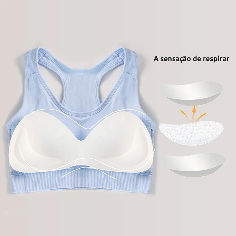 2 Pieces Seamless Sports Bra Breathable Push Up Shockproof Women Cropped Top Sports Bra Sports Underwear