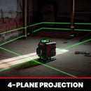 Nível a laser YEVOLT Green Beam, 4 planos, 16 linhas, autonivelante, 360 graus, 3D, que se ajusta ao solo, ferramentas de medição de ladrilhos horizontais e verticais