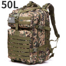 Mochila impermeável de nylon 1000D 30L/50L para atividades ao ar livre, esportes táticos, acampamento, caminhadas, trekking, pesca, caça