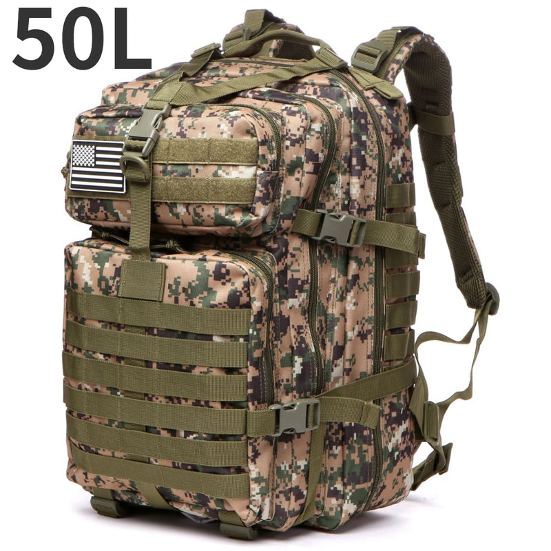 Mochila impermeável de nylon 1000D 30L/50L para atividades ao ar livre, esportes táticos, acampamento, caminhadas, trekking, pesca, caça