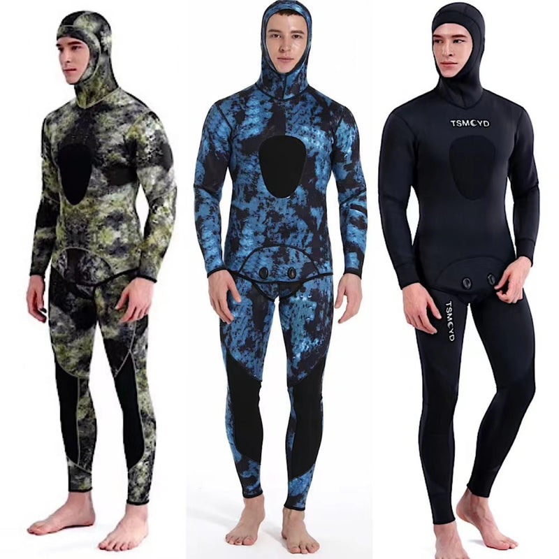 Roupa de mergulho camuflada HOT 3mm, roupa de pesca submarina, mergulho, manga comprida, fissão de neoprene, submersível, para homens, manter aquecido, tops e calças