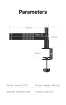 Suporte baixo para microfone de mesa Ulanzi LS26, ajustável em 360°, braço cruzado super longo de 48 cm com suporte para microfone de 1/4'', 3/8'' e 5/8''