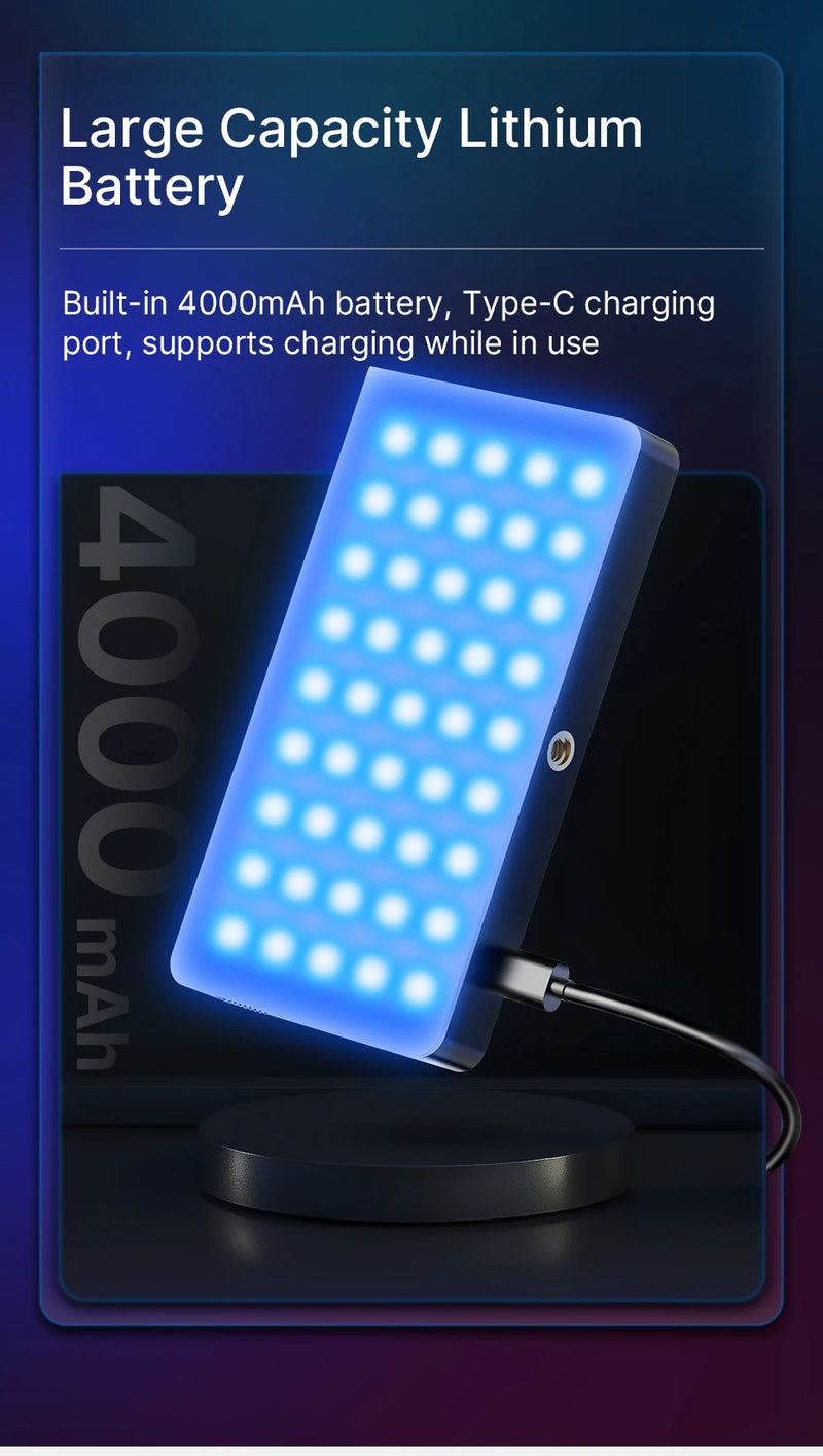 Painel de luz LED RGB Ulanzi LT002, luz de preenchimento de bolso de 7 polegadas, regulável, 2500-9000K, 4000mAh, fotografia para transmissão ao vivo