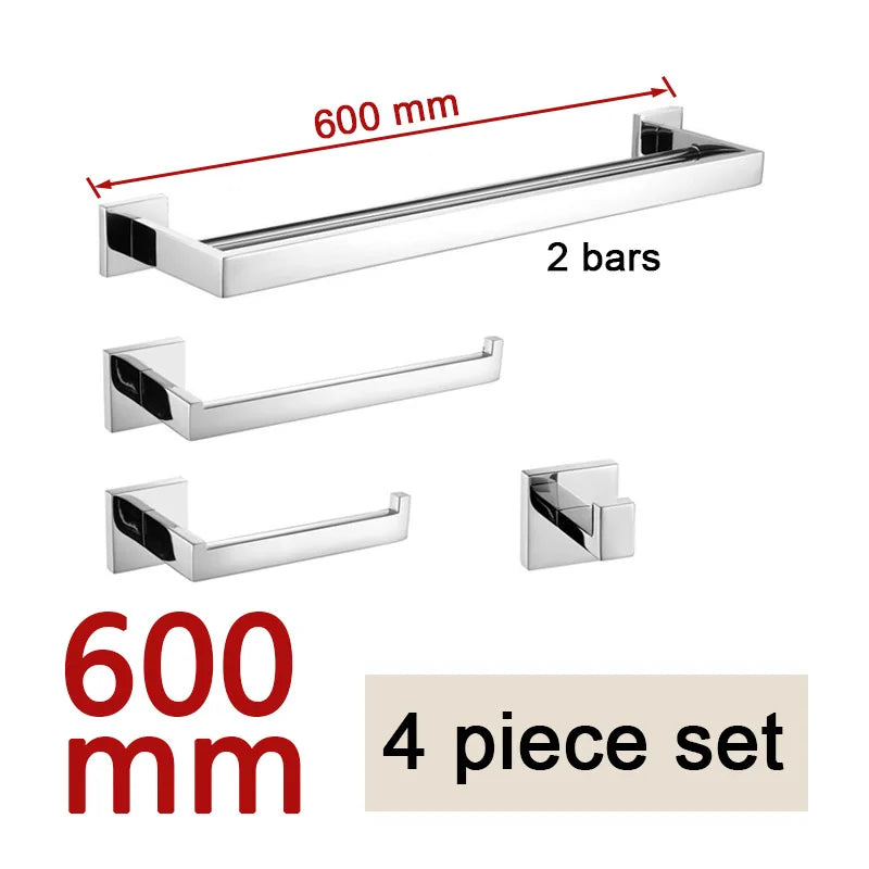 Acessórios para banheiro em aço inoxidável, espelho, cromado, polido, toalheiro, suporte para papel higiênico, barra de toalha, gancho, acessórios para banheiro
