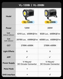 Ulanzi VL-120Bi VL-120C 120W V-Mount COB Luz sem fio Controle por aplicativo 2700K-6500K Luz de vídeo para fotografia de vídeo de esquete
