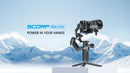 Gimbal FeiyuTech SCORP Mini 3 Pro com alça remota removível e rastreamento AI 4.0 para câmeras mirrorless, câmeras de ação e smartphones.