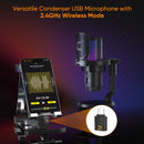 Microfone para jogos USB com fio Comica Uni D Uni A para PC, laptop, telefone, microfone condensador com cancelamento de ruído e iluminação RGB