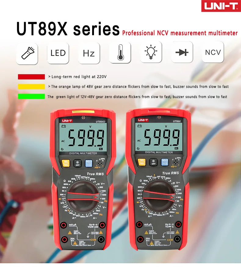 UNI-T UT89XD UT89X Multímetro Digital Profissional True RMS 20A Corrente AC DC Voltímetro Capacitância Resistência Testador Automático