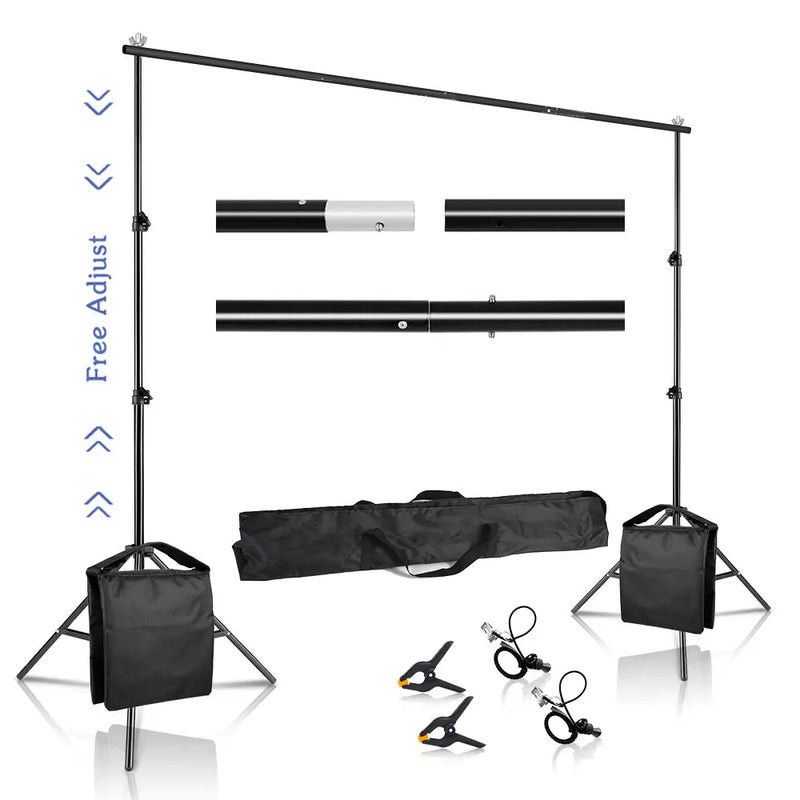 Suporte de fundo para estúdio de fotografia e vídeo, sistema de suporte de fundo telescópico ajustável com bolsa de transporte, 2,6 x 3 m/8,5 x 10 pés