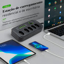 Soquete de extensão e filtro de linha elétrica USB