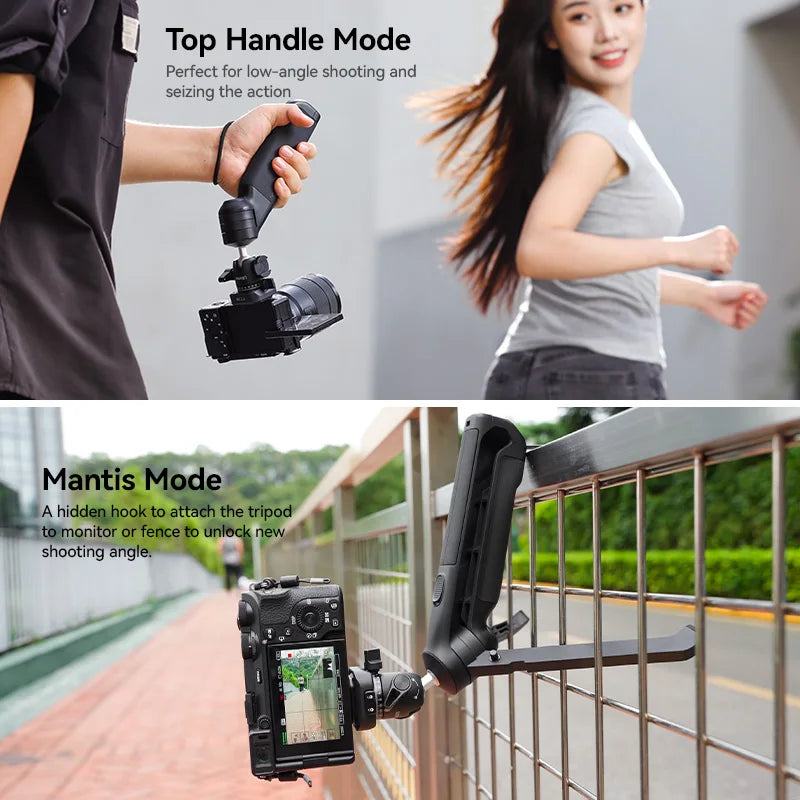 Tripé Ulanzi VlogPod TT38 com placa de liberação rápida, alça para câmera DSLR, tripé de mesa para transmissão ao vivo após selfie e vlog