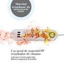 Filtro de Linha Cabo 2M Tomada Energia 4, Entrada USB 3 e 1 Botão Liga e Desliga Geral - 100-220V,10A