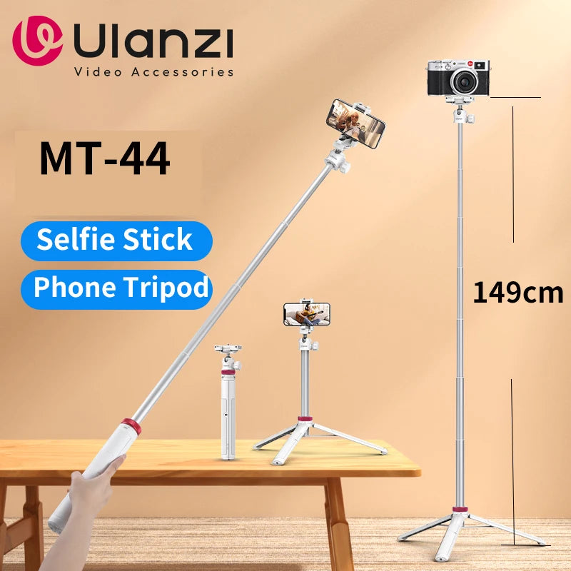 Tripé MT-44 Ulanzi com 1,46m de Extensão para Celular, Selfies e Câmeras