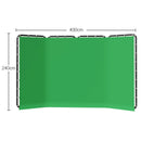 Cenário de tela verde Chromakey grande portátil com suporte para fotografia, sistema de suporte para gravação de vídeo e foto 240x400 cm