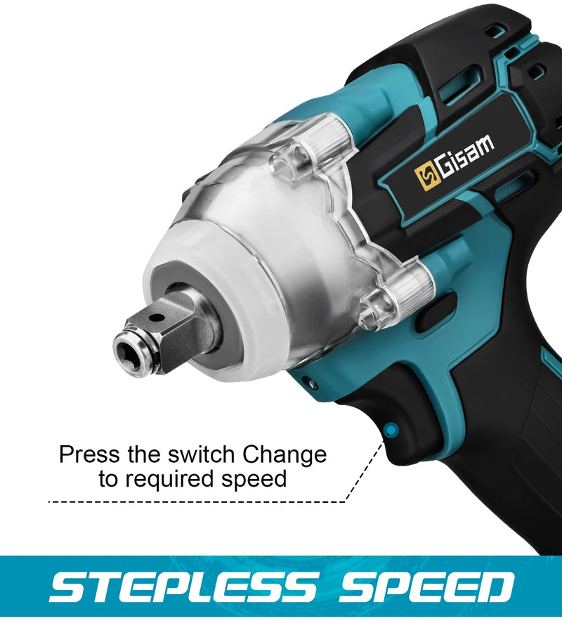 Chave de impacto elétrica sem escova 520N.M Chave elétrica sem fio Chave de fenda de 1/2 polegada Ferramentas elétricas para pinos de bateria Makita 18V
