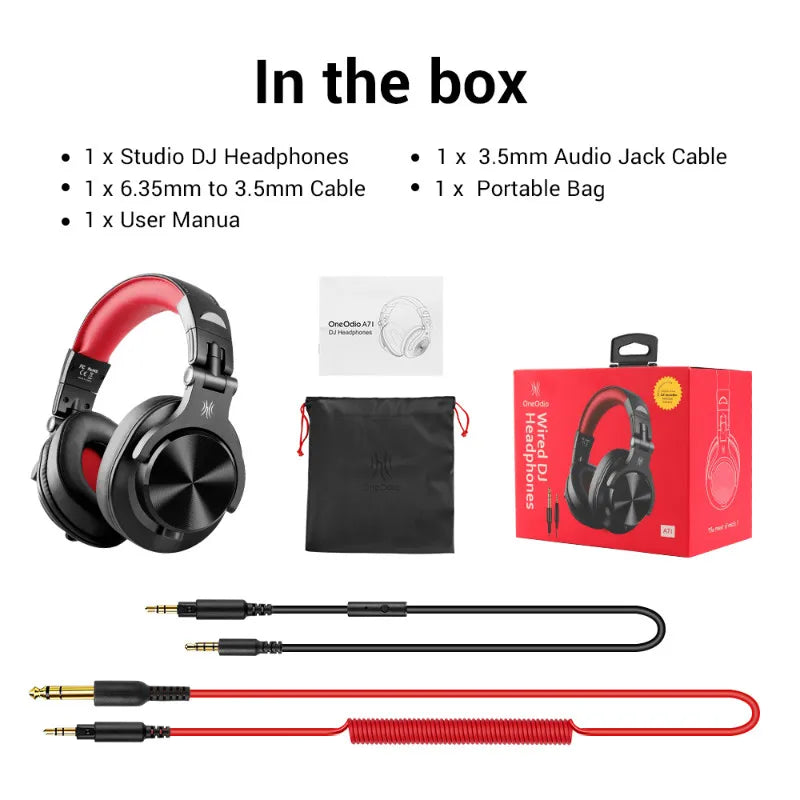 Fone de ouvido com fio Oneodio A71, com microfone, para estúdio DJ, monitor profissional, gravação e mixagem para jogos