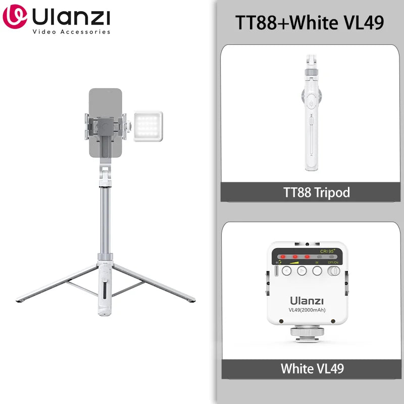 Tripé para celular Ulanzi TT88 de 1,44 m com braçadeira magnética e extensão remota sem fio para transmissão ao vivo e vlog
