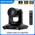 KATOVJJTS 4K 20X Conference Camera PTZ Camera USB3.0 HDMI LAN POE For Church Live Streaming AI Framing Outdoor Video Camera