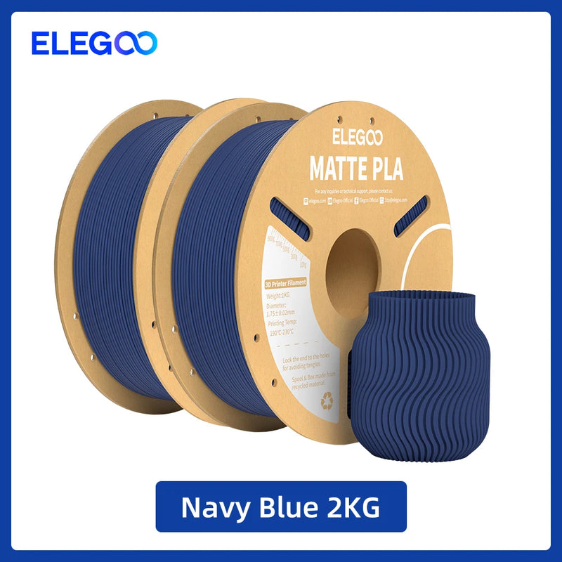 Filamento PLA fosco ELEGOO 1 kg, filamento FDM para impressora 3D de 1,75 mm, precisão dimensional de +/- 0,02 mm, bobina de papelão de 1 kg (2,2 lbs)
