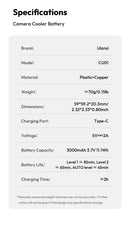 Ulanzi CU01 Termostático Semicondutor Câmera Cooler Ventilador de Refrigeração Radiador Kit de Gravação 4K Dissipador de Calor para Sony Canon Nikon