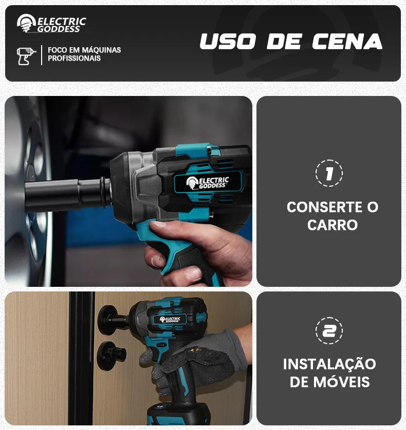 Conjunto de chaves elétricas sem escova EGOD de 1/2'' de alta potência, 500 N.M, para remoção de pneus soltos, ferramentas elétricas para reparo de pneus de carro, para bateria Makita de 18 V