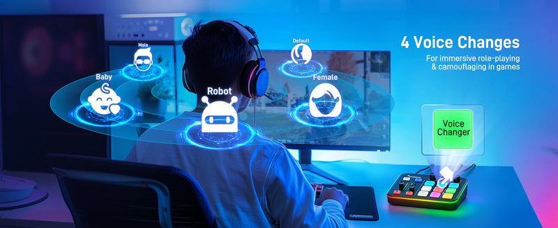 Interface de áudio para jogos MAONO G1 NEO, efeitos sonoros personalizados, mixer de áudio, streaming com microfone XLR para voz de jogos