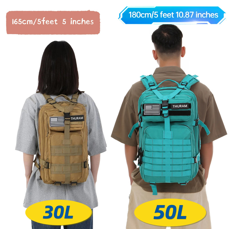 Mochila de nylon impermeável 30L/50L 1000D para caminhadas, pesca e caça, para atividades ao ar livre, esportes táticos, acampamento e caminhada