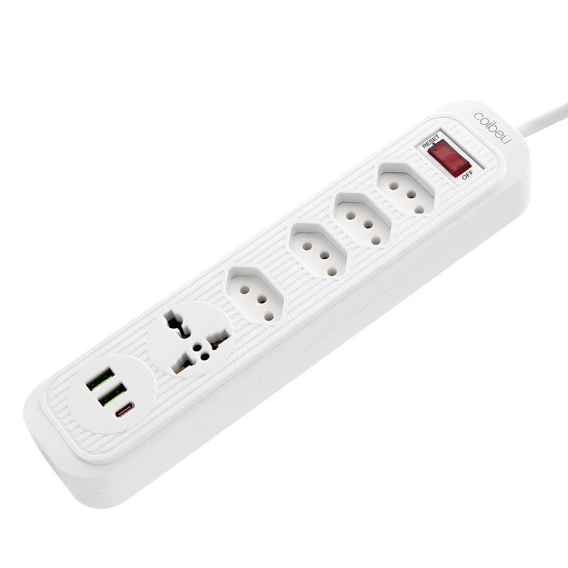 Soquete de extensão e filtro de linha elétrica USB