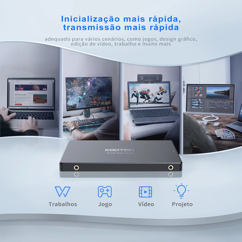 SSD Sata KOOTION 1 TB, 512 GB ou 256 GB SATA3 Unidade Disco rígido interna de 2,5 polegadas para laptop, desktop, PC, servidor