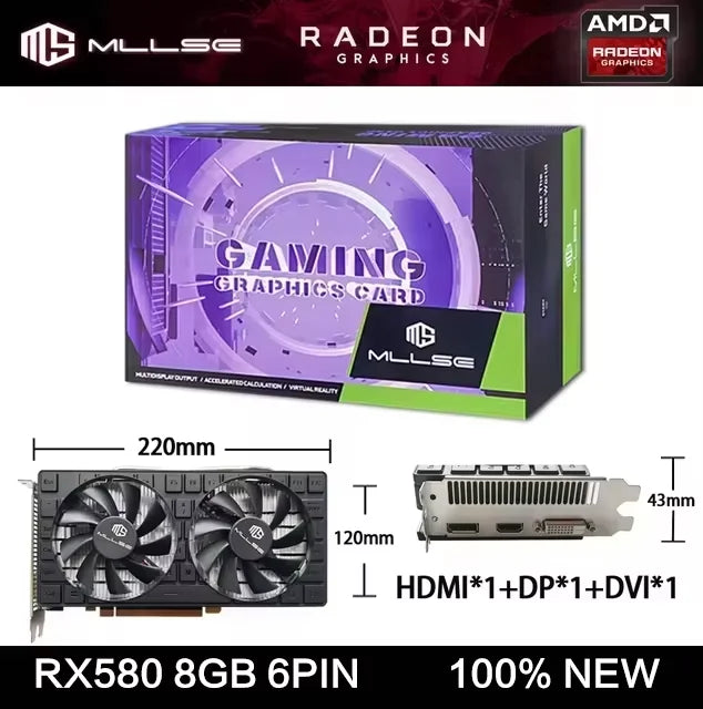 Placa de vídeo AMD RX 580 8GB 2048SP Gaming Graphics Card GDDR5 256Bit PCI Express 3.0 ×16 Radeon GPU para PC (Brasil)