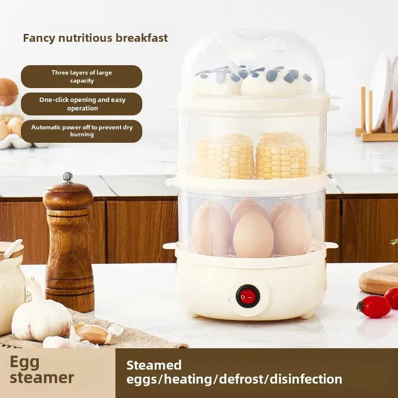 Mini vaporizador multifuncional de ovos e alimentos de três camadas doméstico